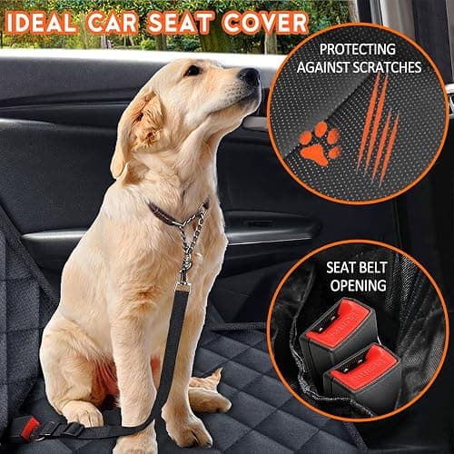 Yuntec Dog Car Seat Cover, Back Seat Cover for Dogs Pet Car Seat Protector Waterproof Bench Car Seat Cover, Non-Slip Reat Seat Cover fits Middle Armrest for Most Cars Trucks SUVs - Black thumbnail 5