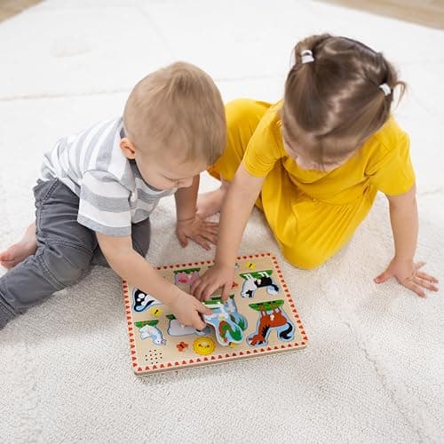 Melissa & Doug Farm Animals Sound Puzzle - Wooden Peg Puzzle With Sound Effects (8 pcs) - Farm Animals thumbnail 8