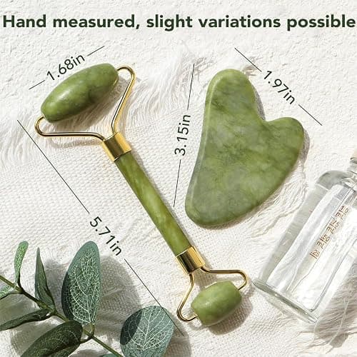 huefull Genuine Jade Roller & Gua Sha Set for Face, Cooling & Firming Effect, Sculpting Tool for Jawline & Skin Care, Self-Care Gift for Women & Men thumbnail 8