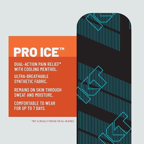 KT Tape, Pro Ice, Menthol Infused Kinesiology Tape, 20 Count, 10" Precut Strips, Black thumbnail 4
