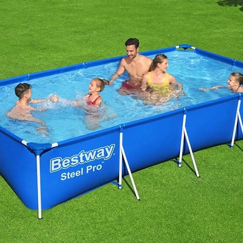 Bestway Steel Pro 13 Foot x 32 Inch Rectangular Above Ground Outdoor Pool Steel Framed Vinyl Swimming Pool with 1,506 Gallon Water Capacity, Blue thumbnail 2