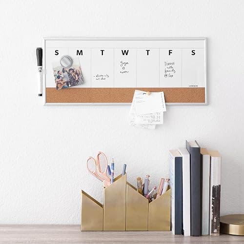 U Brands Dry Erase Weekly Combo Board, 7" x 16-2/3" Inches, Office Supplies, Silver Aluminum Frame, Pack of 1 (4585U03) thumbnail 2