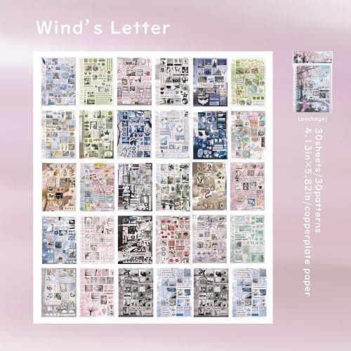 Japanese Stickers for Journaling Supplies,Scenery Japanese Sticker Book | 600+,30 Sheets Decorative Scenery Sentences Japanese Sticker Book for Scrapbooking,Junk Journal Supplies, DIY Crafts thumbnail 3