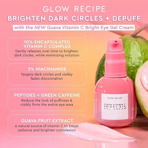 Glow Recipe Guava Vitamin C Brightening Eye Gel - Niacinamide, Peptides & Green Caffeine Gentle Under Eye Cream for Dark Circles, Puffiness & Bags - Lightweight, Hydrating, Firming - Makeup Prep, 15ml thumbnail 2