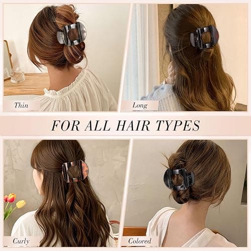 Obeoby 6 PCS Flat Hair Clips, Medium Flat Claw Clips French Hair Barrettes Accessories for Women Girls (Tortoiseshell) thumbnail 3