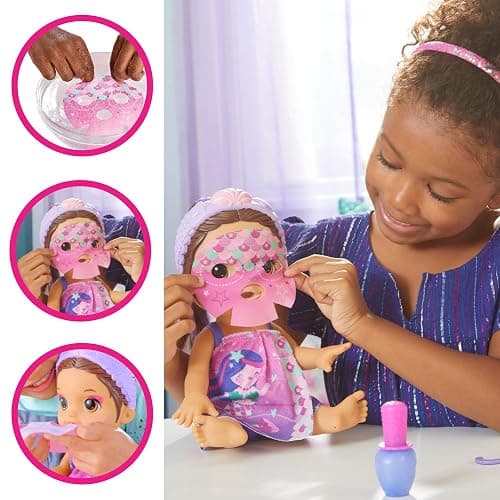 Baby Alive Glam Spa Baby Doll, Mermaid, Makeup Toy for Kids 3 and Up, Color Reveal Mani-Pedi and Makeup, 12.6-Inch Waterplay Doll, Brown Hair thumbnail 4