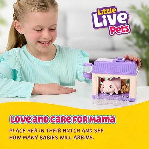 Little Live Pets Bunny Mini Interactive Toy Set, Hutch Animal Playset with 3 Surprise Babies, 20+ Sounds, Bunny Accessories for Girls Ages 3+ thumbnail 3