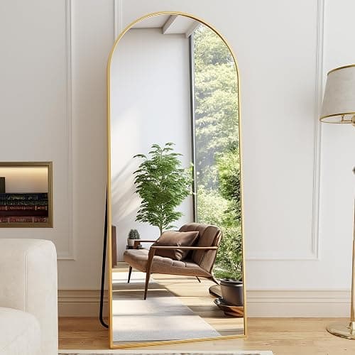 ZMYCZ Mirror Full Length, 71"x26" Arched Full Length Mirror, Arch Mirror with Stand, Large Standing Mirrors, Oversized Full Body Mirrors with Aluminum Frame for Bedroom, Living Room (Gold) thumbnail 3