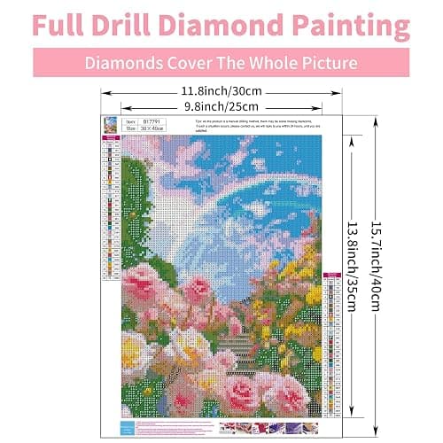 GEEHEIY Flowers Diamond Art Kits for Adults, 5D Spring Diamond Painting Kits for Beginner, DIY Full Drill Round Gem Art for Home Wall Decor 12 x16 Inch thumbnail 3