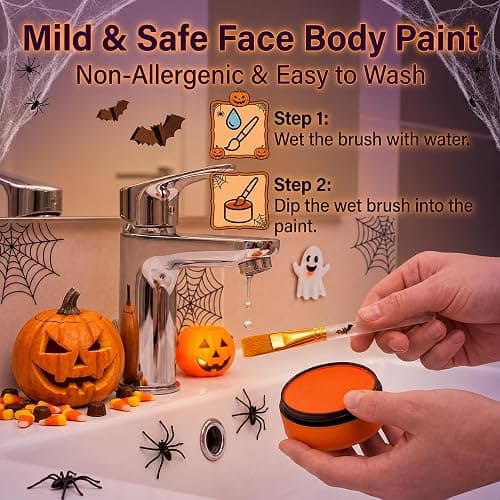 Teemotutu Orange Jumpsuit Halloween Costume with Inflatable Belly Yellow Mustache Eyebrows & Face Paint Cosplay Party Outfit thumbnail 6