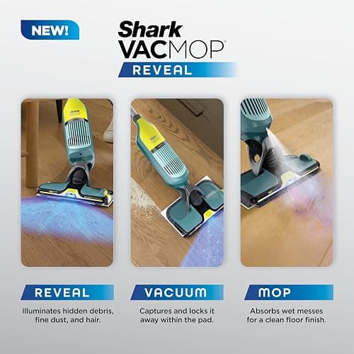 Shark VACMOP Reveal Cordless Vacuum & Spray Mop, Green, VM401 | Hard Floor Cleaner, Powerful Suction, Illumination Light, 4 Disposable Pads, 12oz Pet Cleaning Solution thumbnail 2