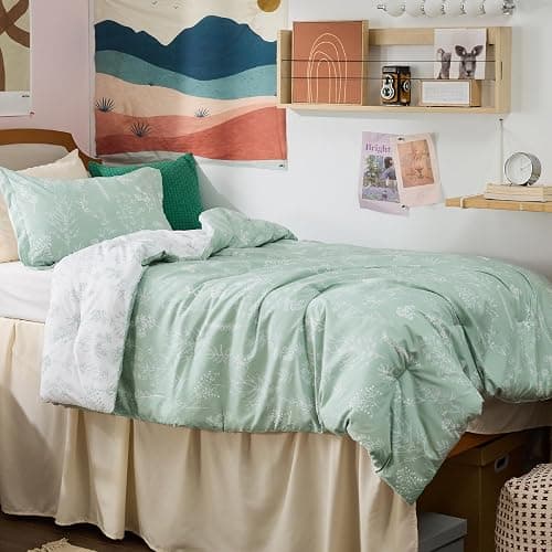 Bedsure Twin/Twin XL Comforter Set - Sage Green Bed Set, 2 Pieces Cute Floral Bedding, 1 Soft Reversible Botanical Flowers Comforter and 1 Pillow Sham thumbnail 3