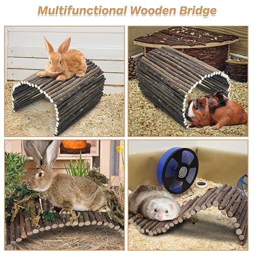 PINVNBY Extra Large Wooden Bunny Ladder Bridge (25 x 15 inches), Rabbits Hideout, House, Tunnel, Rodents Chew Toys for Guinea Pig, Chinchillas, Hedgehogs, Ferrets, Rat thumbnail 4