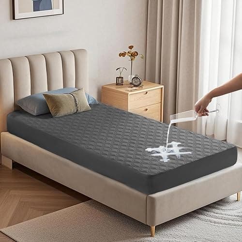 BEDLORE Waterproof Mattress Protector, Noiseless Twin XL Size Mattress Pad with Deep Pocket Fitted Up to 6"-15", Soft Breathable Dirt-Proof Mattress Cover for College Dorm (Gray) - Image 1