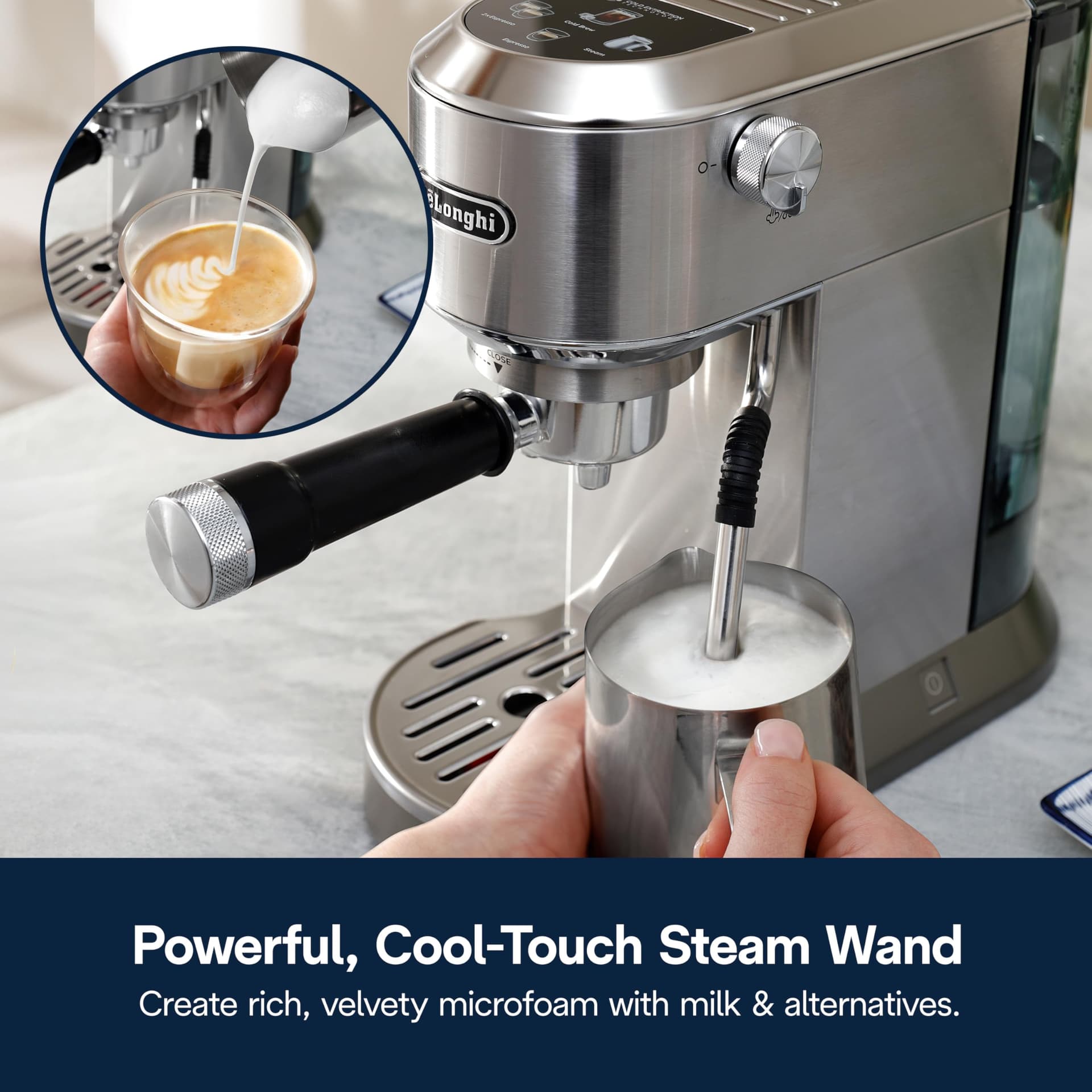 De'Longhi Dedica Duo Máquina de café espresso y Cold Brew, acero inoxidable, pantalla táctil, EC890M thumbnail 8