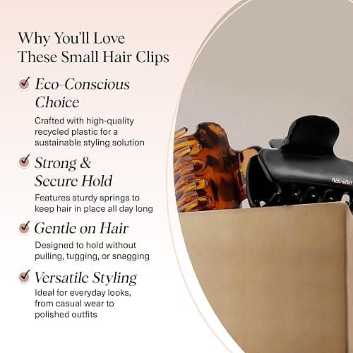 Kitsch Medium Claw Clips for Women - Strong Hold & Stylish Glossy Puffy Design Hair Accessories | Half-Up or Full Updos | Ideal Gifts for Women - 2pc Set, Black & Tort thumbnail 3