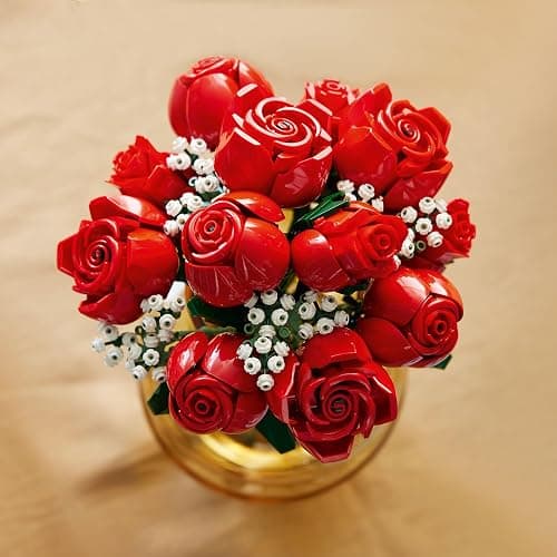 LEGO Botanicals Bouquet of Roses - Artificial Flowers Set for Adults - incl. 12 Faux Roses & 4 Sprigs of Baby's Breath for Home Decor - DIY Gift Idea - 10328 thumbnail 6