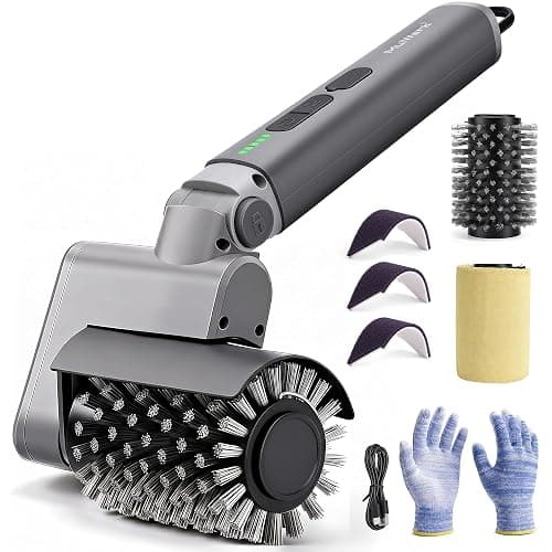 MulWark Electric Grill Brush, BBQ Electric Grill Cleaner with 2 Heads, 480RPM Cordless Motorized Cleaner, 5200mAh Grill Cleaner for Outdoor Grill 6-Piece Kit with Degreasing Pad and Glove - Image 1