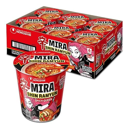 Nongshim Shin Ramyun Spicy Queen, Instant Noodle Cup, Gourmet Spicy, 3.35 oz (Pack of 6) - Image 1
