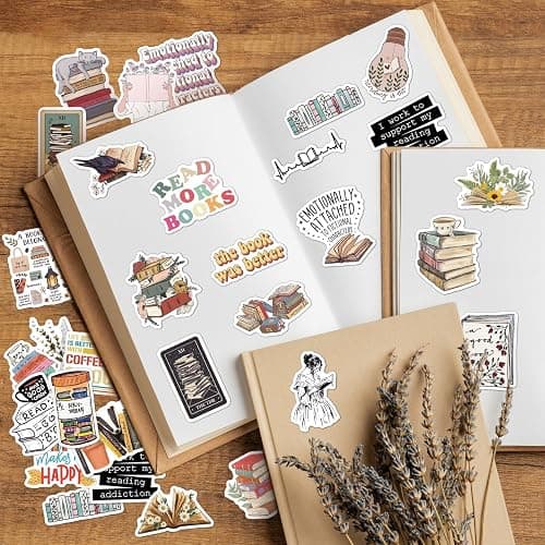 Joyppy 50 PCS Book Stickers for Kindle, Bookish Reading Kindle Stickers Pack for Books, Water Bottles, Laptops, Book Lover Sticker Accessories Gifts for Kids Teens Adults thumbnail 2