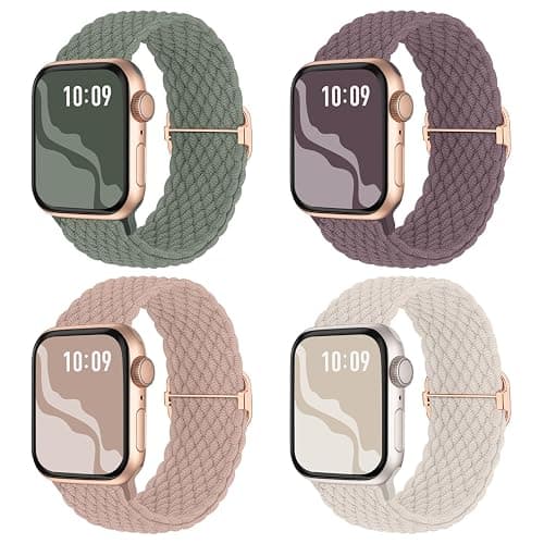 Braided Stretchy Solo Loop Compatible for Apple Watch Band 38mm 40mm 41mm 42mm 44mm 45mm 46mm 49mm for Women Men, Nylon Elastic Straps Wristbands for iWatch Series 10 9 8 7 6 SE 5 4 3 2 Ultra Ultra 2 - Image 1
