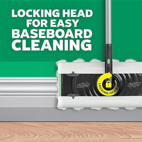 Swiffer Sweep & Mop Deluxe 2-in-1 Multi-Surface Kit for Floor Cleaning, Includes 1 Sweeper Device, 5 Dry Sweeping + 6 Wet Mopping Heavy Duty Cloths, Black thumbnail 9
