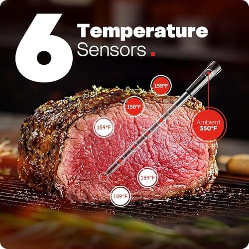 2026 Upgraded Smart Wireless Meat Thermometer 6 Sensors Accuracy Digital Food Thermometer 0.5S Instant Read, IP67 Waterproof for BBQ, Grill, Smoker, Oven, Air Fryer thumbnail 2