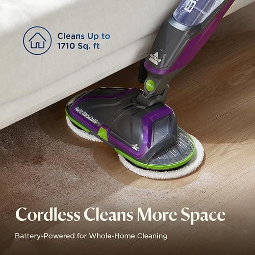 BISSELL Spinwave Cordless Pet Spin Mop, 18V Hard Floor Cleaner, 23157 | Reusable washable pads; pet stain removal; 18V for sealed wood, tile & laminate floors; cordless thumbnail 2