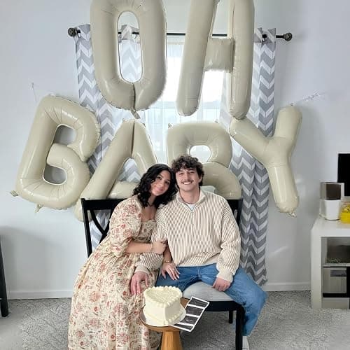 40 Inch Beige OH BABY Balloon for Baby Shower, Large Cream White Oh Baby Balloons Letters with Ribbon, Neutral Ivory Alphabet Oh Baby Balloon Banner Sign for Gender Reveal Backdrop Party Decorations thumbnail 2