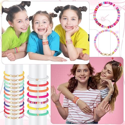 ViEinkaufen 19 Pcs Friendship Bracelets, Colorful Girls Bracelets Adjustable Bohemian Clay Beads Bracelets Inspirational Bracelets Jewellery Gifts for Girls Women Men Best Friends Party Accessories thumbnail 5