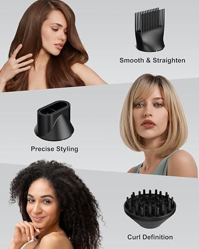 ANNLARY Plasma Ion Hair Dryer with Diffuser for Curly Hair, 1800W Fast Drying Blow Dryer with Comb, Lightweight and Low Noise Hairdryer for All Hair Types, Foldable Design for Travel thumbnail 4