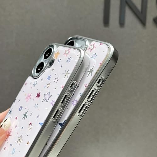 FLIRACON Cute Plating Colored Stars Hard Phone Case Compatible with iPhone Case(White,for iPhone 11) thumbnail 4