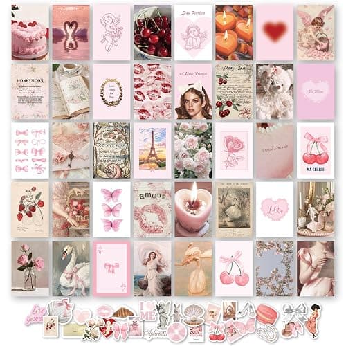 97 Decor Pink Coquette Room Decor Aesthetic - Coquette Wall Decor, Coquette Posters For Room Aesthetic Pink Collage Kit For Teen Girls Dorm Bedroom, Cute Pictures Trendy Art Prints (4x6) - Image 1