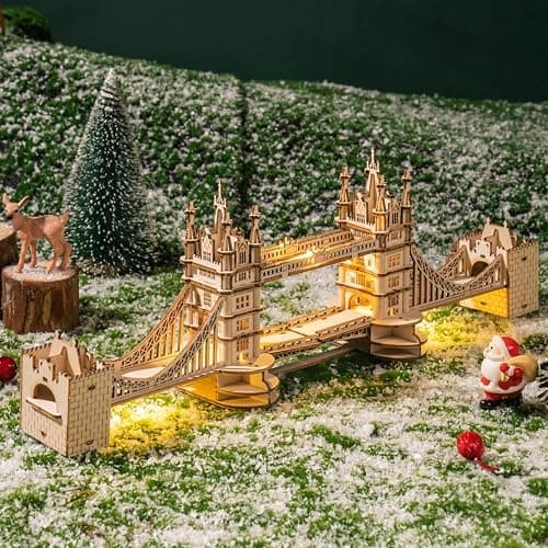 Rolife 3D Wooden Puzzles DIY London Tower Bridge Craft Model Kits for Adults to Build Birthday Gfit for Friends and Family thumbnail 2