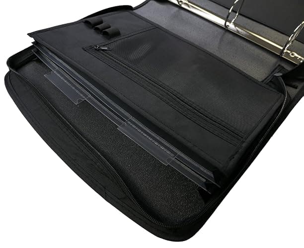 Five Star Zipper Binder, 2-Inch Capacity, 3 D-Rings, Exterior Zippered Pockets, Interior Mesh Pouch, Easy Grip Spine, Black Cover (66352) thumbnail 4