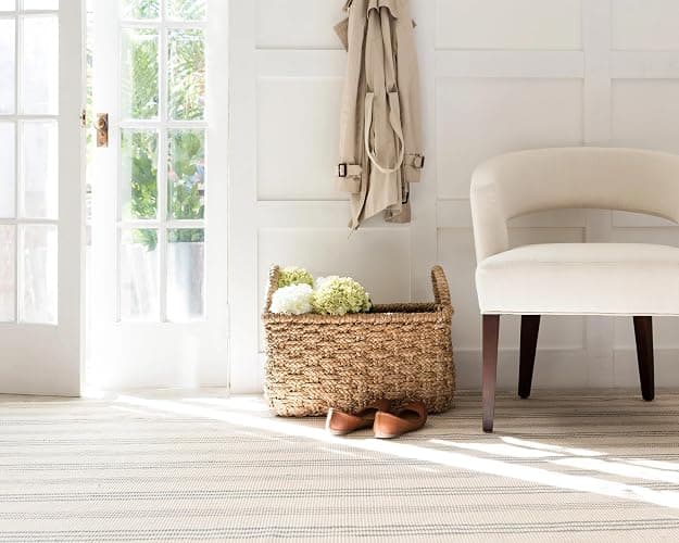 Dash and Albert Swedish Stripe Cotton Area Rug - 4' x 6' Blue - Striped Handwoven Accent Rug - Durable, Lightweight, High Traffic Areas - Hallways, Bedrooms, Stairs thumbnail 3