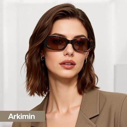 Arkimin Rectangle Sunglasses for Womens Men - Trendy Y2K Retro Sun Glasses 90’s Vintage Fashion UV400 Protection Eyeglasses thumbnail 3