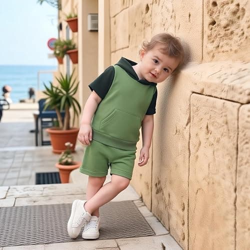 LIOMENGZI Toddler Baby Boy Hooded Dinosaur Summer Outfit Funny T-Shirt Shorts Set Infant Dinosaur Clothes 6 12 18 Months 2T thumbnail 2