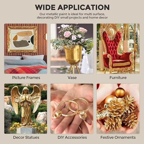 Nicpro Metallic Gold Acrylic Paint, 8.45oz/250ml Large Gold Leaf Paint | Non Toxic, Non Fading Craft Paints for Metal, Wood, Clay, Fabric, Canvas, Furniture, Handcrafts, Art Supplies thumbnail 6