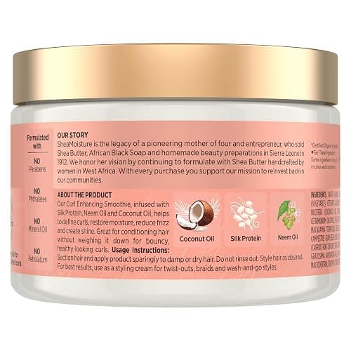 SheaMoisture Smoothie Curl Enhancing Cream Coconut and Hibiscus for Thick, Curly Hair Sulfate Free and Paraben Free 12 oz thumbnail 5