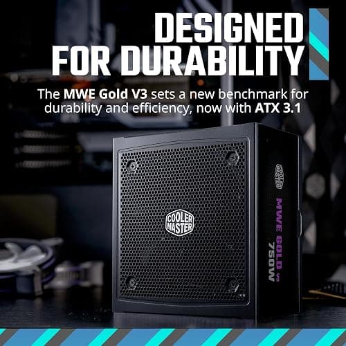Cooler Master MWE Gold 750 V3 Full Modular PSU, 850W, 80+ Gold, ATX 3.1 | 90° | PCIe 5.1, Designed Ready Nvidia RTX 5070 Ti | AMD RX 9070 XT, Zero-RPM Mode, Hexagonal Fan Cover, 10-Year thumbnail 2