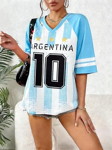 Soccer Jersey Shirts Women Soccer Cup 2026 Argentina Brazil Soccer Jersey Oversized Soccer Mom Tshirts Y2k Fans Tee Tops thumbnail 2