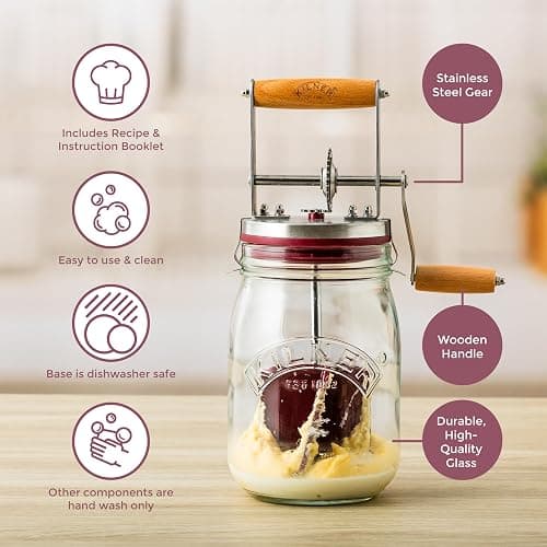 Kilner Vintage Glass Butter Churn; Delicious Homemade Butter in as Little as Ten Minutes; Large 34-Fluid Ounce Capacity Butter Churner, 1 EA thumbnail 5