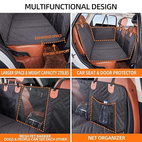YJGF Back Seat Extender,Dog Seat Cover for Back Seat,Hard Bottom Car Seat Cover for Dogs,Dog Hammock for Car,Back Seat Pet Cover for Dogs(Black) thumbnail 4