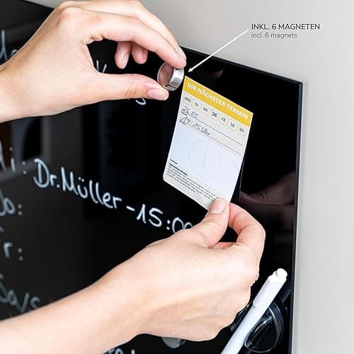 bremermann Magnettafel mit Glasfront, beschreibbar, 6 Magnete, 1 Marker, 1 Marker-Halter, Memo-Board (schwarz) thumbnail 9