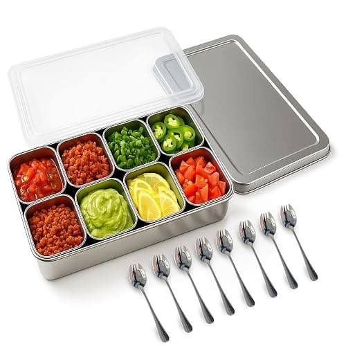Jugetware Stainless Steel Yakumi Pan, Yakumi Pans, Yakumi Mise En Place, Mise En Place Containers, Japanese Food Container, Stainless Steel Condiment Containers, Multi Compartment Food Containers - Image 1