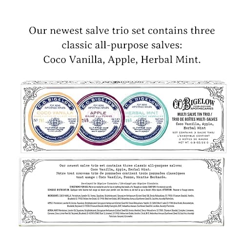 C.O. Bigelow Assorted Salve Tins, Coco Vanilla, Apple, and Herbal Mint | All Purpose Salve for Lips, Cuticles, Hands & Dry Skin - Lip Balm Set - Multi Purpose Moisture - Travel Friendly Tins thumbnail 2
