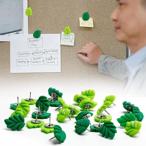 30 Pcs Decorative Push Pins Green Leaves Flat Thumb Tacks Decorative Board Tacks for Bulletin Board, Photos Wall Maps and Other Offices Schools Supplies and Accessories… thumbnail 6