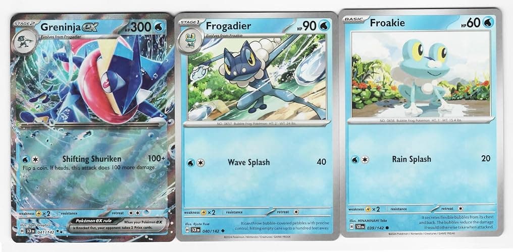 Greninja ex 041/142 - Stellar Crown Pokemon Card Lot - Froakie & Frogadier - Image 1