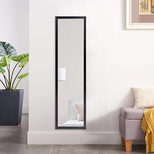 13.5" x 49.5" Full-Length Black Mirror - Rectangular Shape for Bedroom, Bathroom & Entryway, Enhances Room Brightness & Aesthetic thumbnail 4